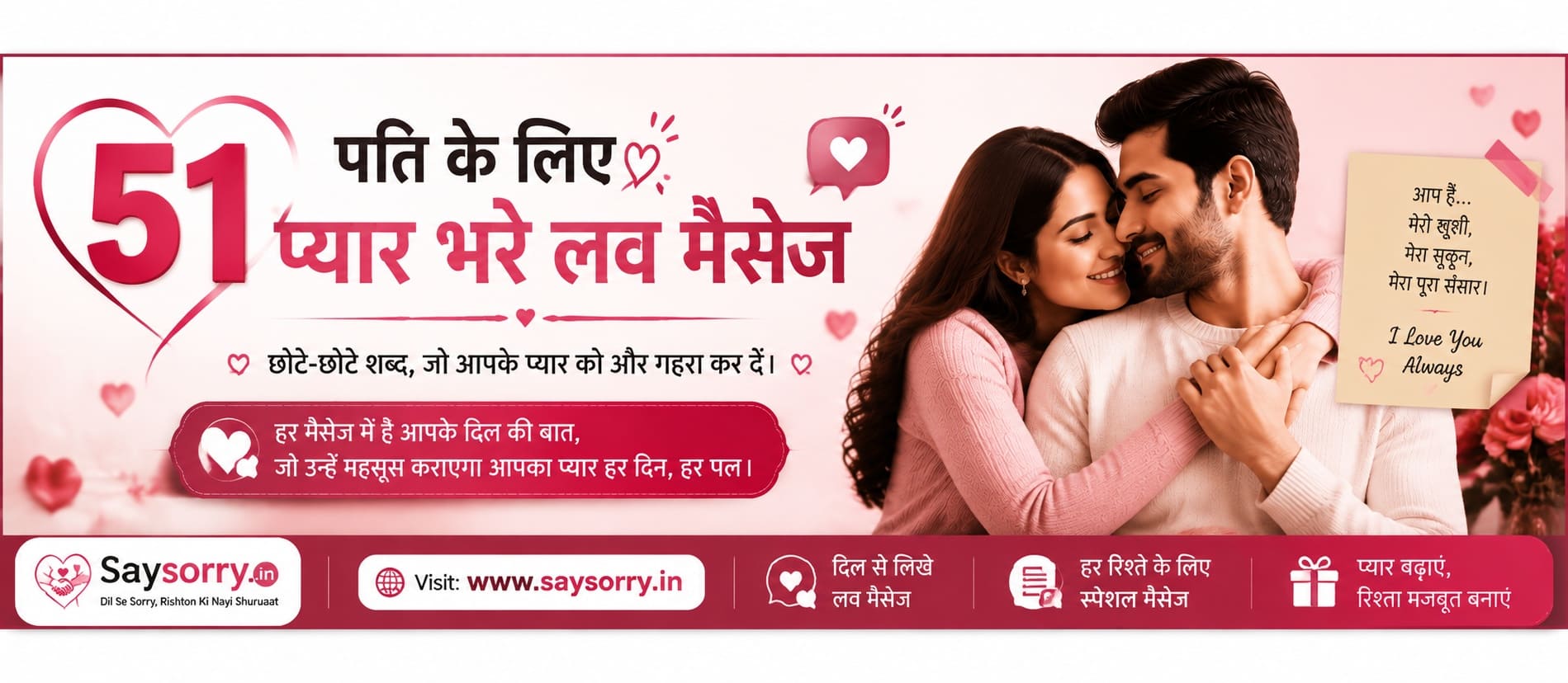 पति के लिए 51 प्यार भरे लव मैसेज जो दिल छू जाएं