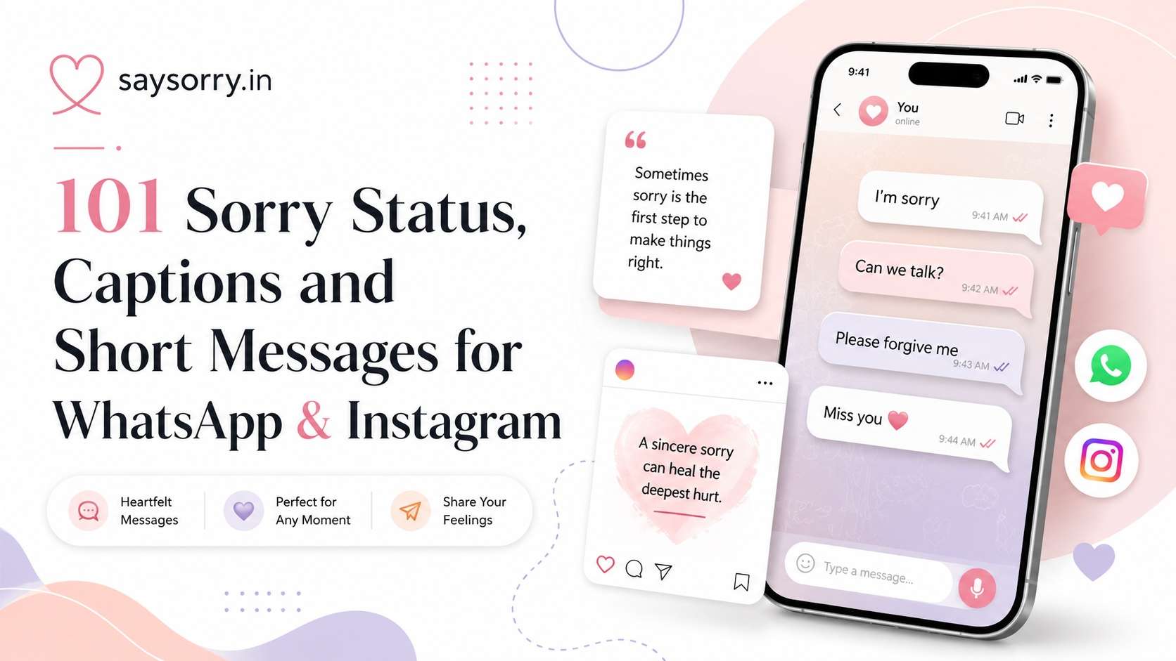 101 Sorry Status, Captions and Short Messages for WhatsApp & Instagram