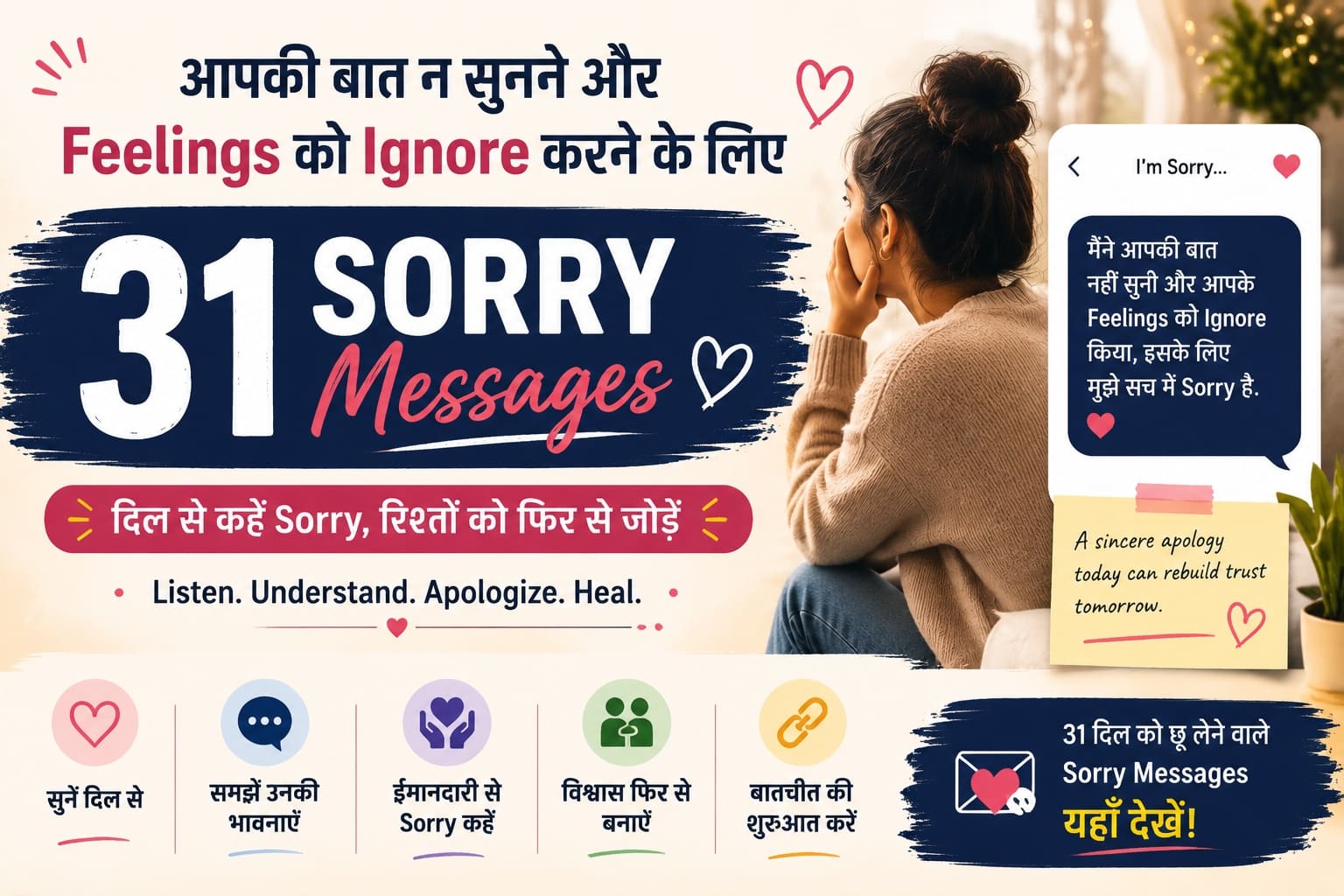 आपकी बात न सुनने और Feelings को Ignore करने के लिए 31 Sorry Messages - Say Sorry