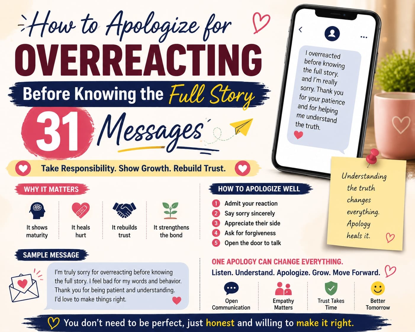 How to Apologize for Overreacting Before Knowing the Full Story: 31 Messages - Say Sorry