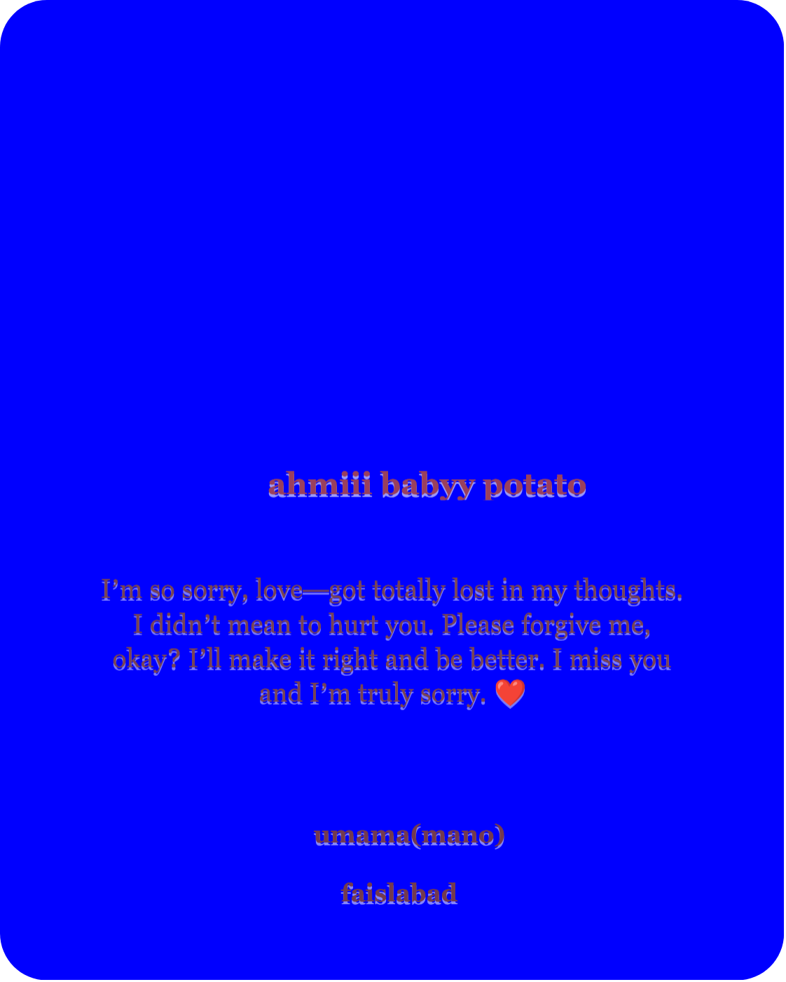 Free personalised Love Letter card for ahmiii babyy potato featuring a soft pink design with teddy bears, roses and heart details and a heartfelt love message